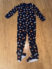 Boys Size 7 Fleece Footie Pajamas Sports Soccer Basketball Football Baseball