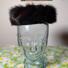 VTG Mink Fur Hat Mid-Century Pillbox Style Original By Dayne Elegant Winter