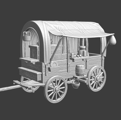 28mm Mittelalter Wagenladen - Essen und Trinken to go unbemalt Gaming Miniaturen