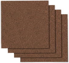 Cork Tiles, Bulletin Board Cork Panels 12" X 12" X 3/8", Dark Brown, 4 Pack 150