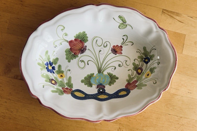 Maioliche IL Bargello Oval Floral Ceramic Platter Italy Scalloped Glossy 