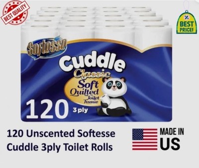120 Bulk Buy Softesse Cuddle Unscented Soft Quilted Toilet Rolls - 3 Ply Toilet