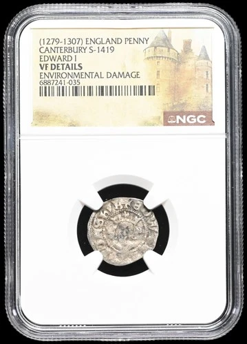 ENGLAND. Edward I Longshanks, 1272-1307. Penny, Canterbury, S-1419, NGC VF