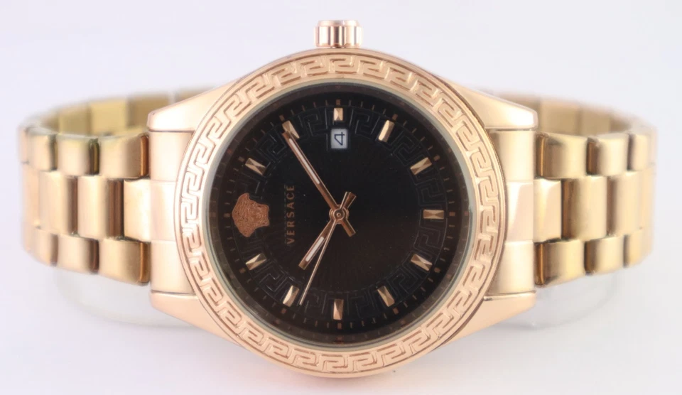 Reloj Pulsera Versace de Lujo para Hombres Cuarzo Esfera Negra "Fecha" Todo Funcionamiento Banda de Acero Foto 4 de 4