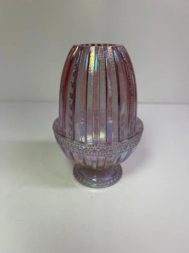 Fenton Art Glass Pink / Iridescent Candle Holder JAMIE BONUS