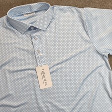 Collars and Co Mens Featherweight Dress Collar Polo Shirt Size L Ocean Key Blue