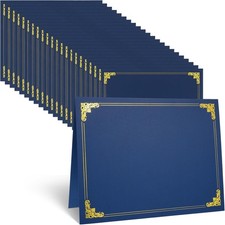 24-Pack 8.5 x 11 Navy Blue Award Certificate Holders - Bulk Certificate Holders