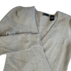 Vtg Moda Int'l Sweater Angora Blend Women M Gray Faux Wrap Soft Fuzzy Minimalist