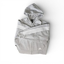 ADIDAS WOMENS 2 PIECE TRACK SET JACKET AND SWEATPANTS GREY 3 STRIPE SZ M