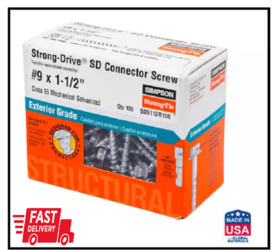 #ad Simpson Strong Tie Strong Drive Connector Screw Hex Serrated No 9 1 1 2 100ct $20.60