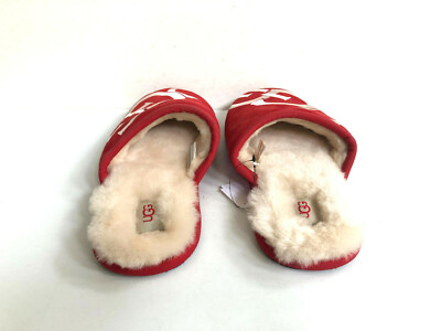 UGG SCUFF LOGO RED WHITE SLIP ON SLIPPER US 8 / EU 41 / UK 7 UGG SCUFF LOGO MEN SLIPPERS SUEDE SAMBA RED US 8 /UK 7 /EU  main image 4