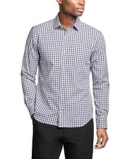 Tommy Hilfiger Men's Th Flex Regular Fit Stretch Untucked Length Dress Shirt L