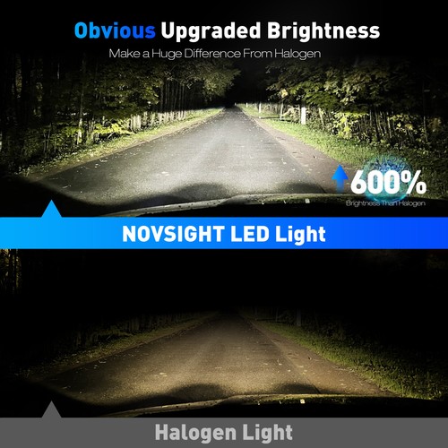NOVSIGHT 2x H7 LED Headlight Bulbs Globe Bulb Kit High/Low Beam 6500K White Lamp - Picture 8 of 12