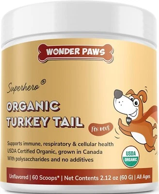 WONDER PAWS Premium Organic Turkey Tail Mushroom for Dogs – 2.12 Ounces