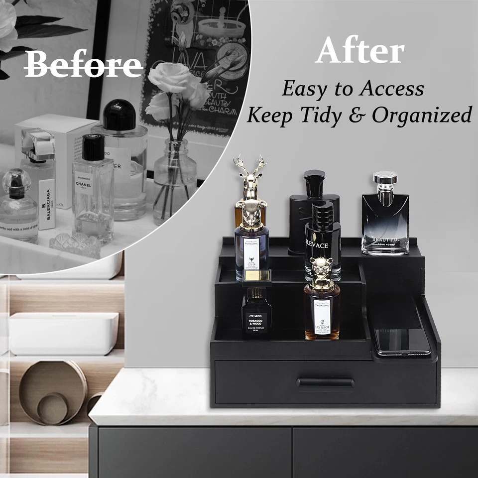 Cologne Organizer for Men 3 Tier Perfume Display Stand Cologne Shelf w/ Drawer - Image 3 of 4