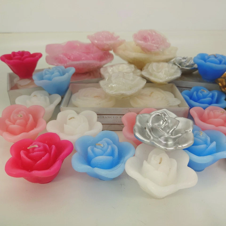 Lote de 30 Velas Rosa Flotante Mezcla SIN USAR Perfumadas y Sin Perfume Tamaños Surtidos Foto 4 de 4