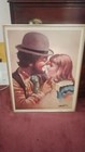 Vintage Print Signed By CHUCK OBERSTEIN Clown with Girl  24" X 18” Signed Framed — photo 1