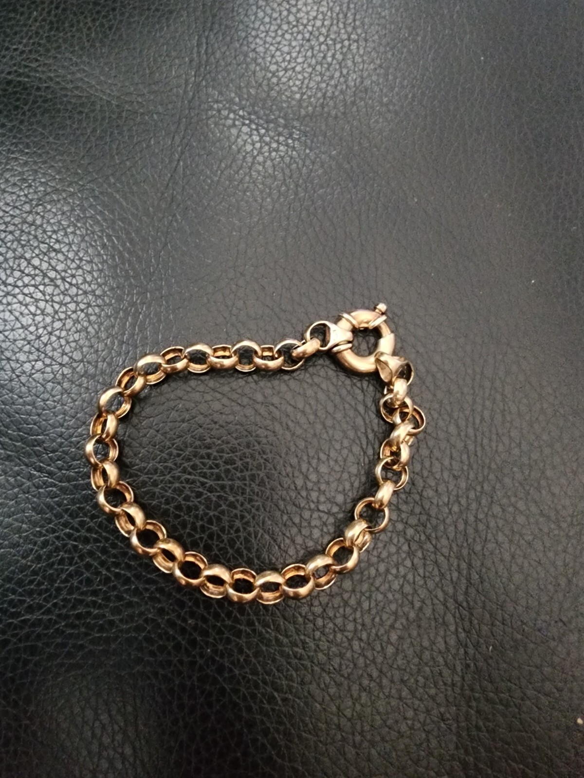 9ct 9k Yellow Gold Belcher Bracelet Round Links Heart Padlock 7.8 Grams