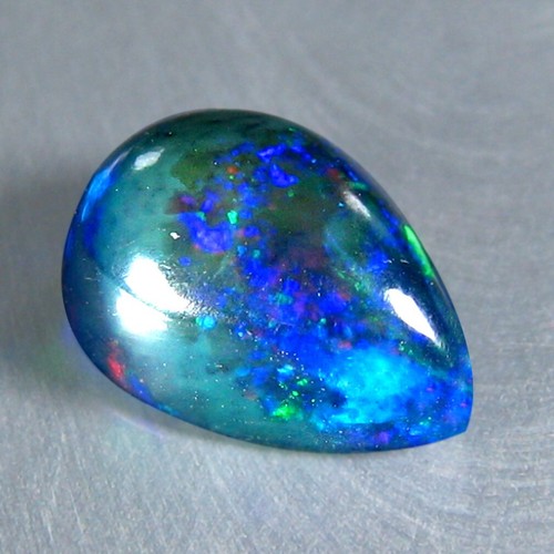 2.40 CT 11X7MM PEAR AMAZING MULTI-COLOR SPARKLING NATURAL SOLID BLACK OPAL - Picture 2 of 3