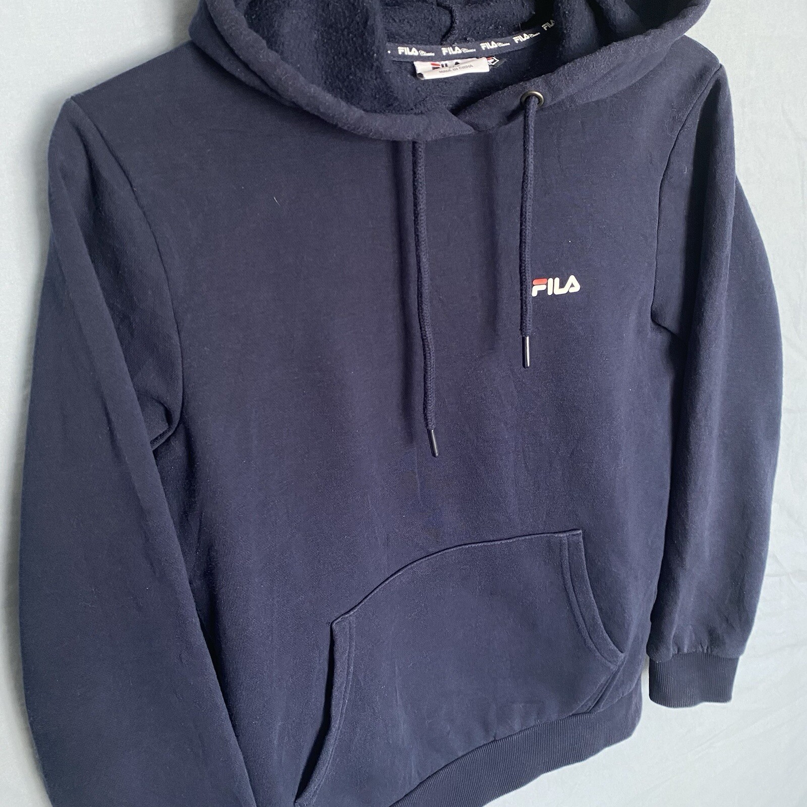 FILA Navy Pullover Felpa con Cappuccio Donna Taglia XXS