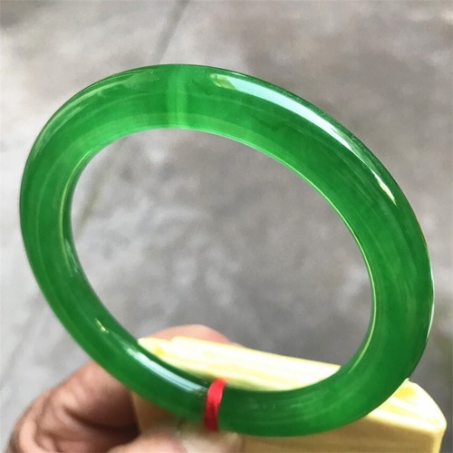 63.3mm Myanmar Natural Icy Green Jadeite Jade Bracelet Emerald Jade Bangle - Picture 6 of 15