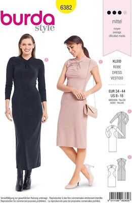 Burda Sewing Pattern 6382 Dress Kleid Misses Size 8-18