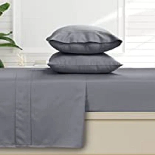 4PC Sheet Set/ 3Pc Duvet Set 800 TC Egyptian Cotton Gray Solid Adults/Teens - Image 2 of 4
