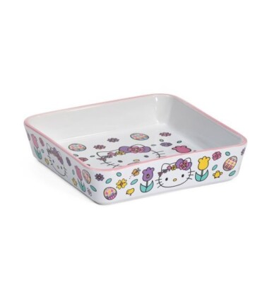 HELLO KITTY 9in Easter Bunny Butterfly Ceramic Square Baker (NEW IN BOX)