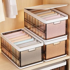 3 Pack Foldable Storage Containers with Lids Collapsible Closet Organizer Bins