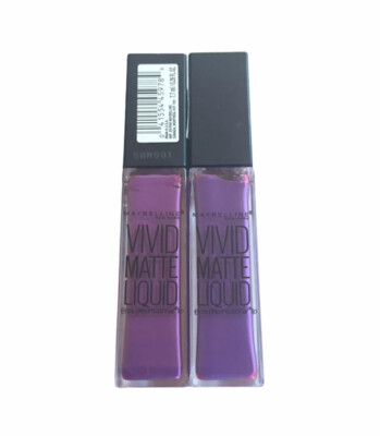 Lot Of 2 Maybelline Vivid Matte Liquid Lipstick Vivid Violet #45 0.26 Fl Oz.