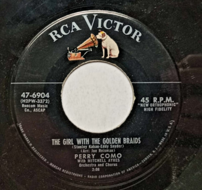 45 RPM Record       PERRY COMO 2 Record Lot The Girl With The Golden Braids