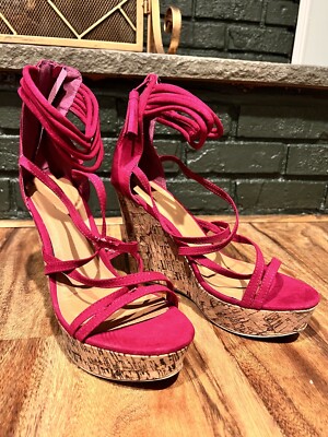 CHARLOTTE RUSSE PINK STRAPPY SANDALS HEELS | eBay
