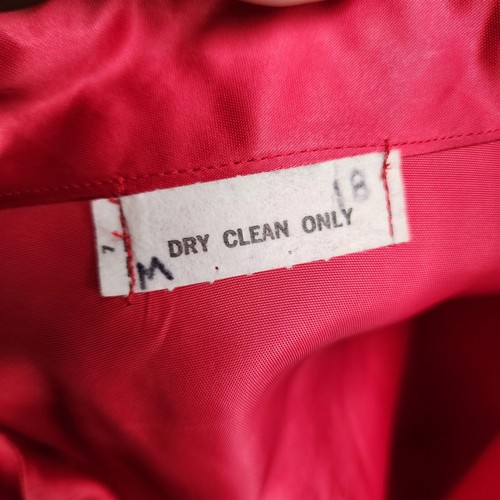 Blusa vintage roja satinada manga larga cuello en V cuello para mujer M - Imagen 10 de 10