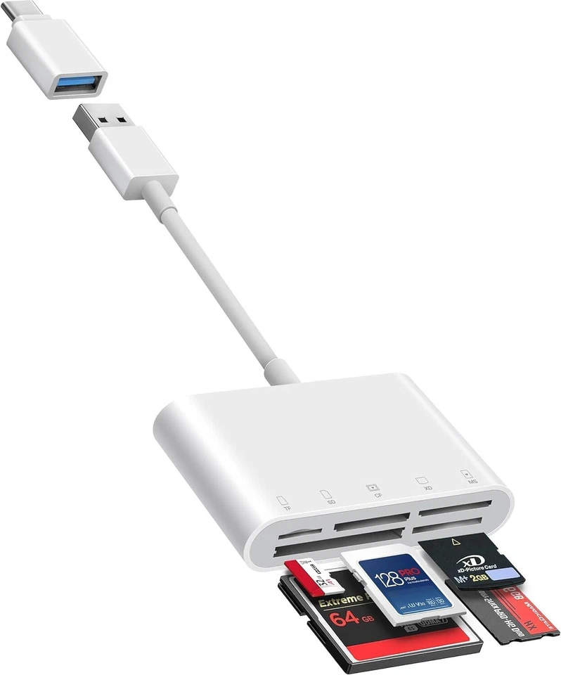 USB Card Reader 5 in 1 SD TF CF XD MS Memory Card Reader OTG Adapter - Image 3 of 4