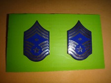 Pair of USAF CHIEF MASTER SERGEANT with Diamond Metal Badges + Clutch Back Pins