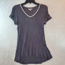 Juicy Couture Rhinestone Sparkle Knit A-Line High Low Sweater Gray M