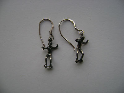 Sterling Silver Skateboarder Hook Earrings New Old Stock | eBay