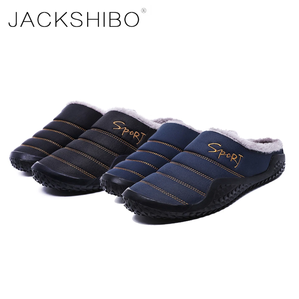 JACKSHIBO Herren Hausschuhe Pantoffeln Winterschuhe Filz Pantoffel WarmGefüttert