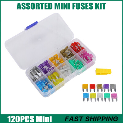 120PCS MINI Blade Fuse Assortment Auto Cars Motorcycle SUV FUSES Kit APM ATM UTV