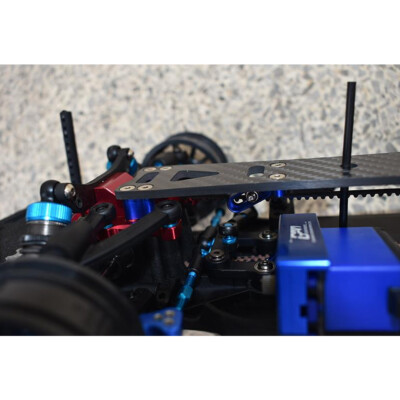 GPM Racing Carbon Fiber Blue + Aluminum Sub Chassis Silver Tamiya