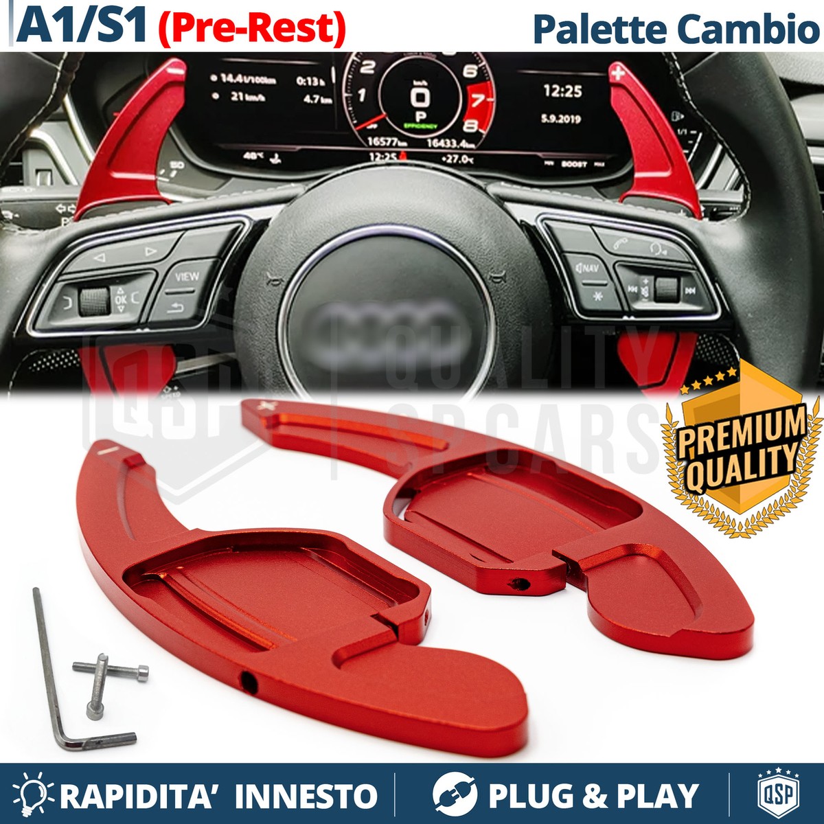BOLNEY Palette Del Cambio Al Volante In Alluminio Per Audi A4 B8 (2013-2015) – Estensioni Sportive Antiscivolo, Facili Da Installare