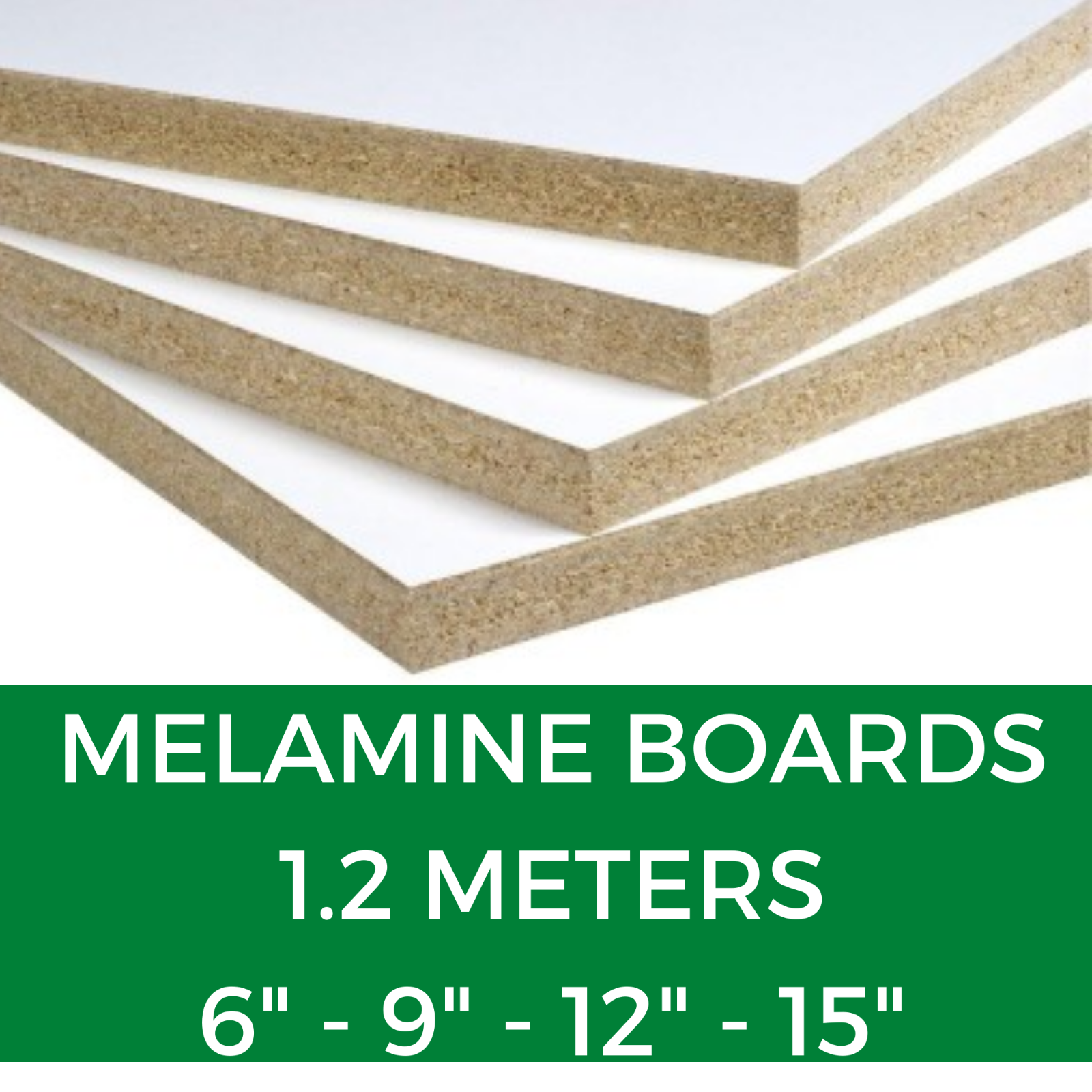1.2M 15MM White Melamine Chipboard Sheets Conti Board Shelves 6" 9