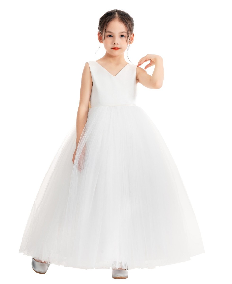 Lovely V-neck Satin Top Tulle Flower Girl Dresses Lovely V-neck Satin Top Tulle Flower Girl Dresses