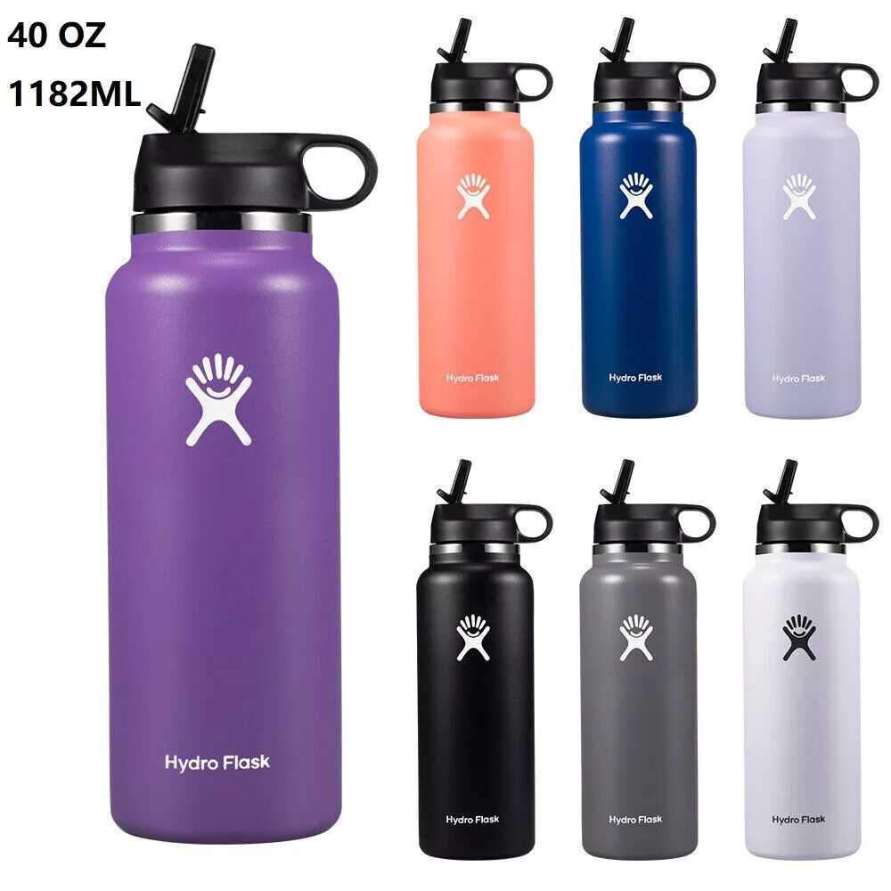 40OZ Hydro Flask Water Bottle w/ Straw Lid Stainless Steel Vacuum Bottle