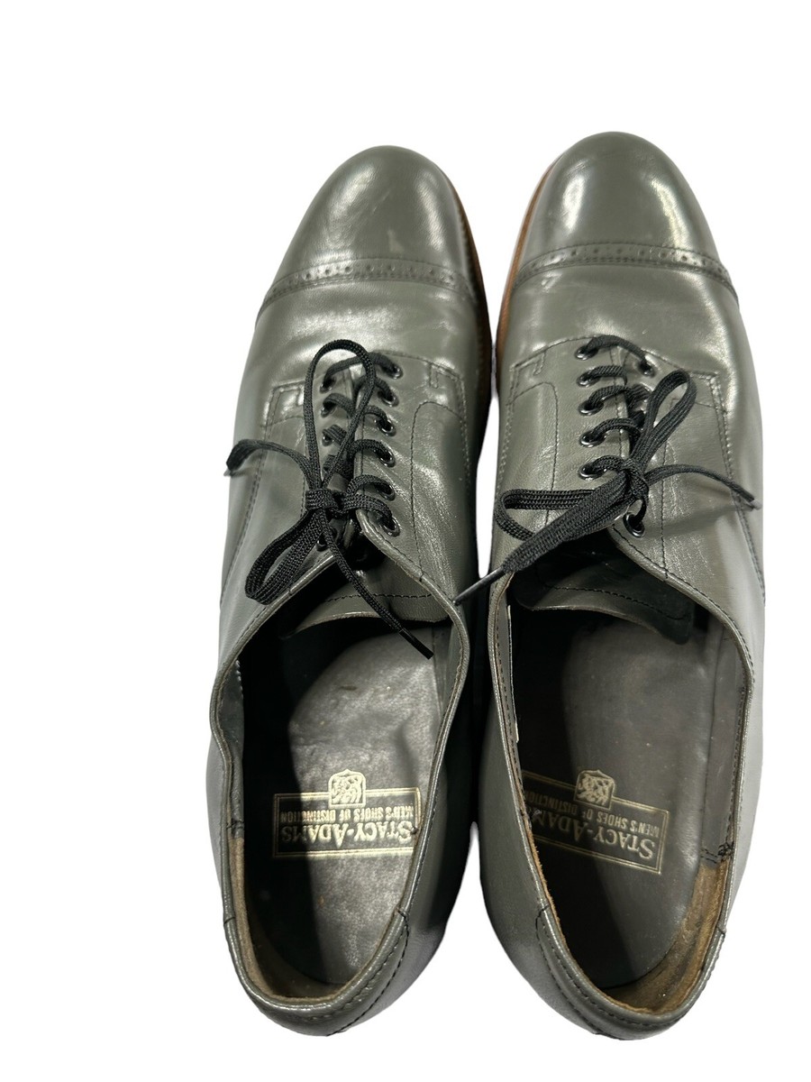 Stacy AdamsVintage Mens Gray Size 11.5 d Leather Dress Cap  display picture 2