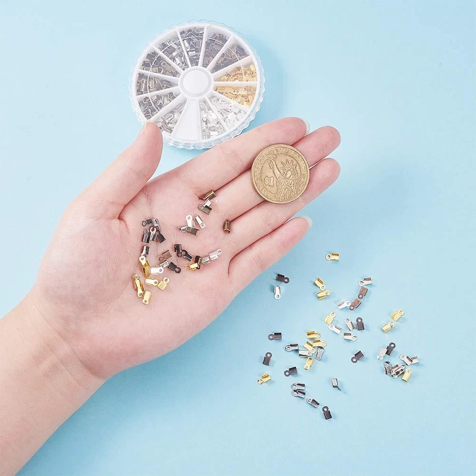 Концы шнура складные железные 420 шт/коробка для изготовления ювелирных изделий 6 цветных обжимных наконечников 6x3 мм - Изображение 2 из 4