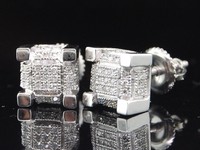 Diamond 3d Cube Earrings Mens 10k White Gold 4 Prong Round Cut Studs 0.25 Tcw. on sale Diamond 3d Cube Earrings Mens 10k White Gold 4 Prong Round Cut Studs 0.25 Tcw. on sale
