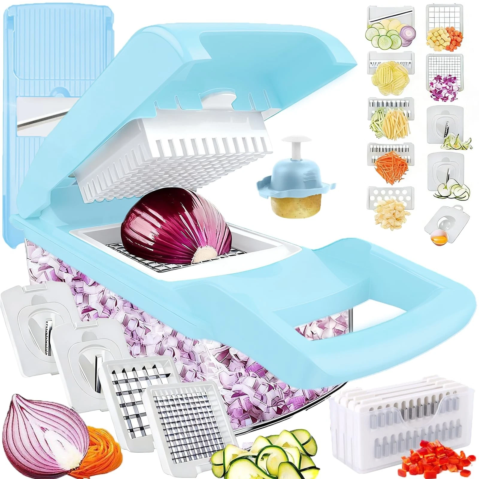 Pro-Series 20-in-1 Vegetable Chopper w/Container, Cheese Grater Hand Crank, B...