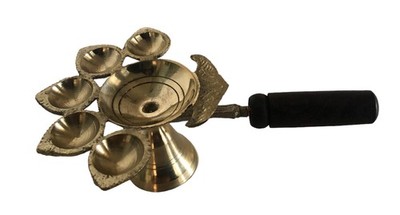 Messing Öllampe Mit Griff Lotus Panch Aarti Diya Deepak Jyoti Öllampe Diwali
