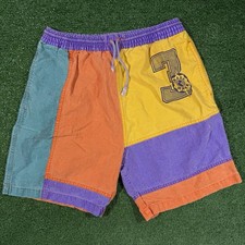 Vintage 80  s Gitano Colorblock Shorts 90s Faded Multicolor Elastic Waist L 14  16